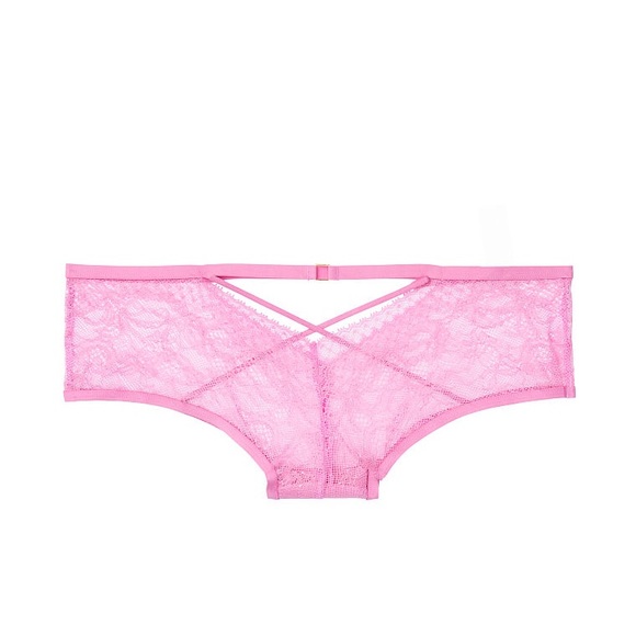 NWT Victoria’s Secret Pink Lace Strappy Metal Embellished Cheeky Underwear Panty - Picture 16 of 16